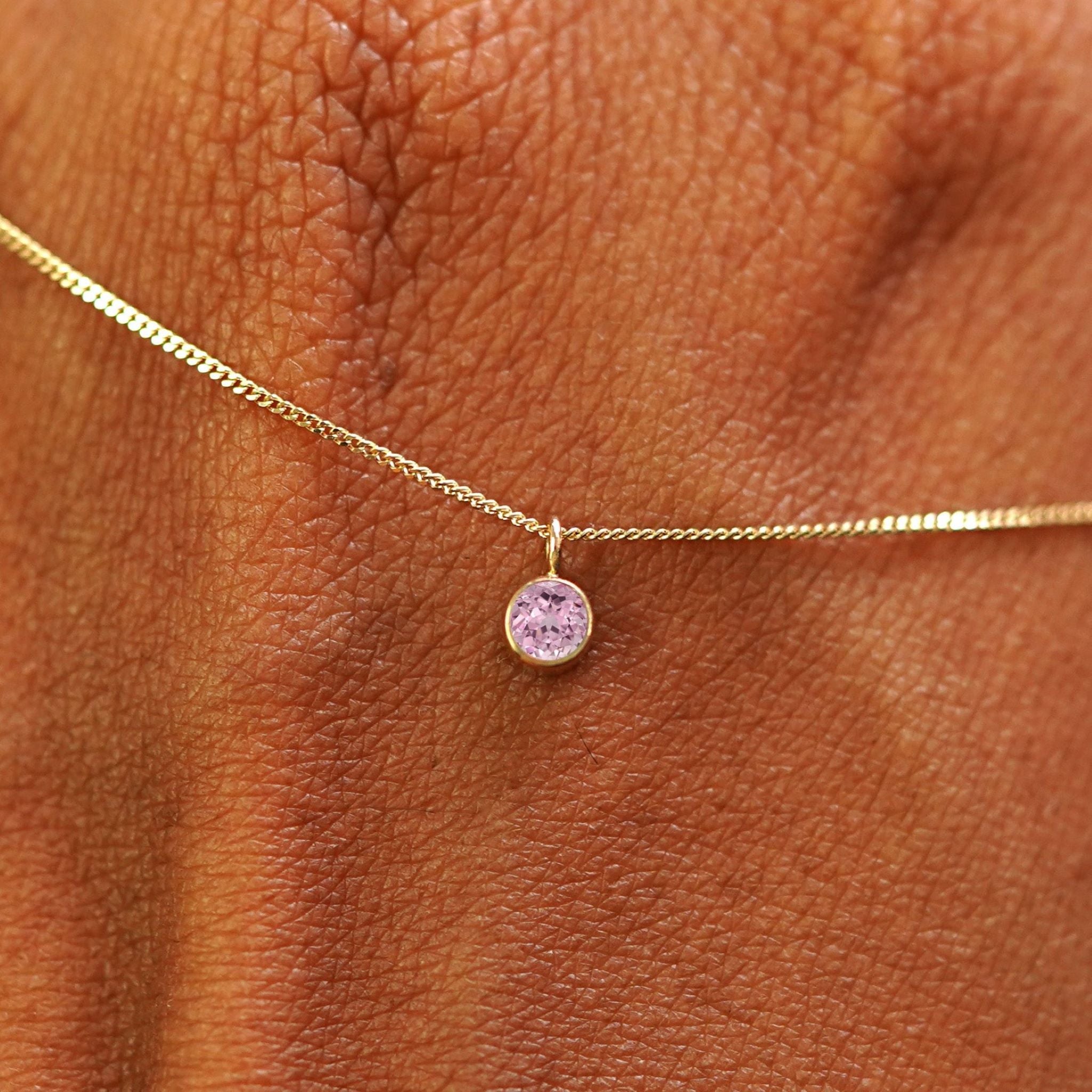 Automic Gold Pink Sapphire Necklace Sustainable Fine Jewelry