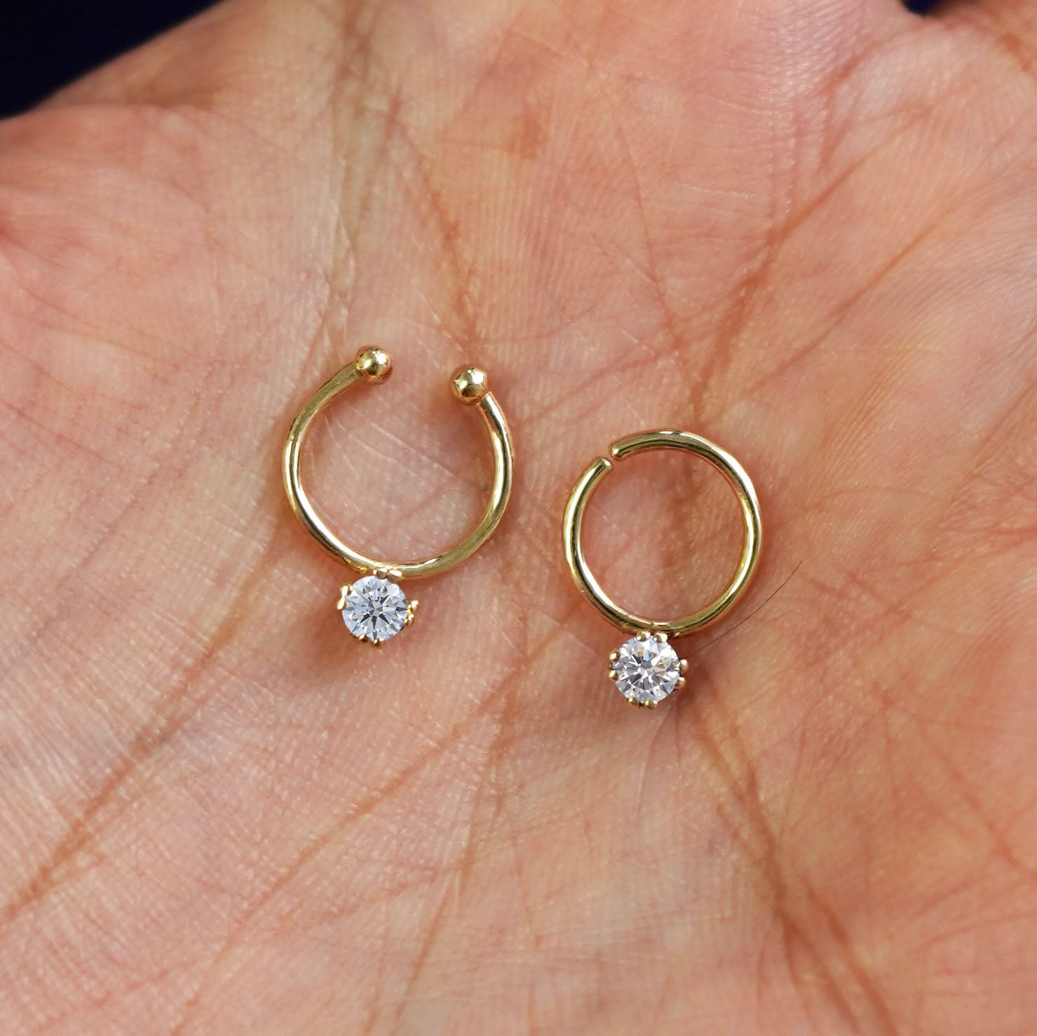 Real diamond septum nose ring Clearance