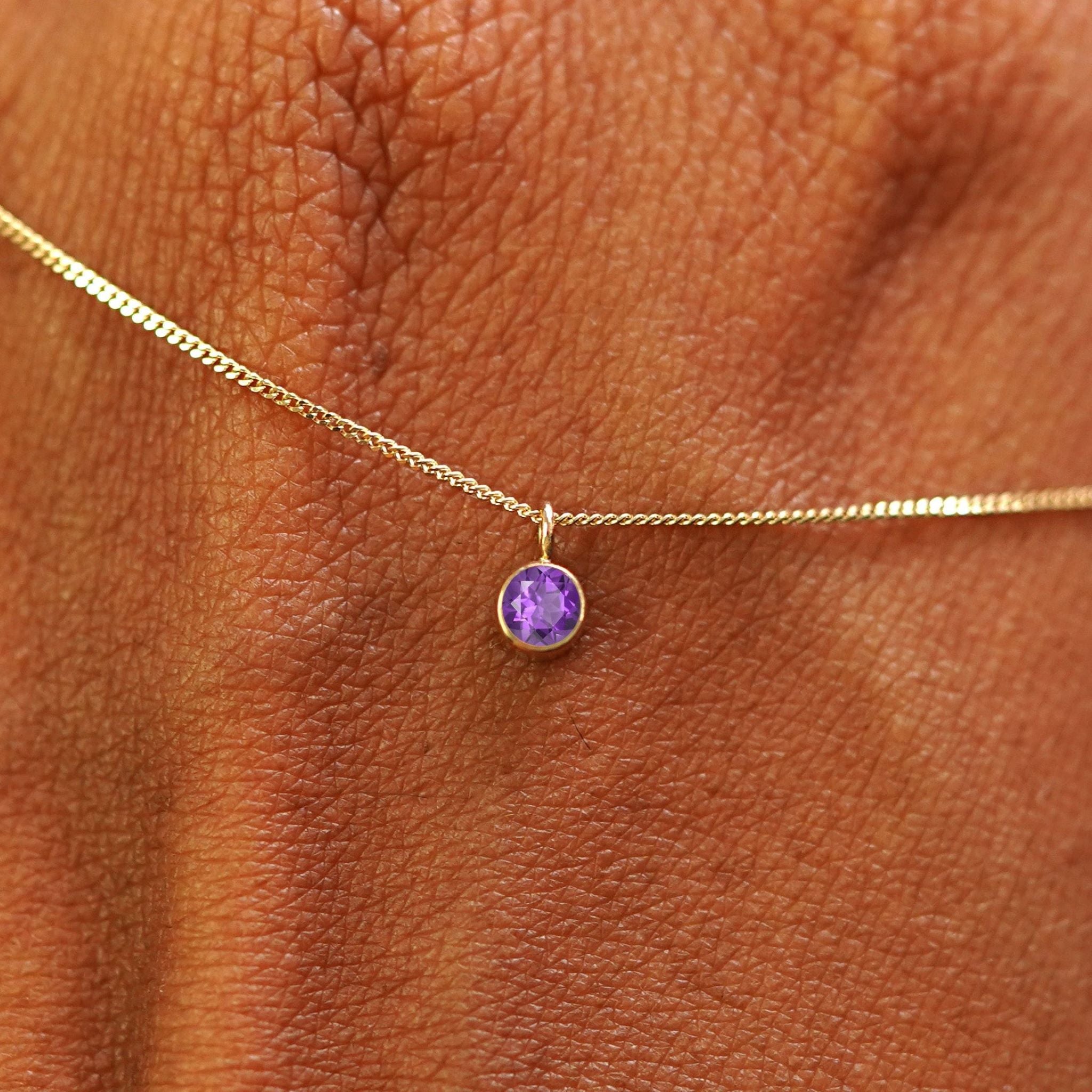 gold necklace amethyst purple necklace