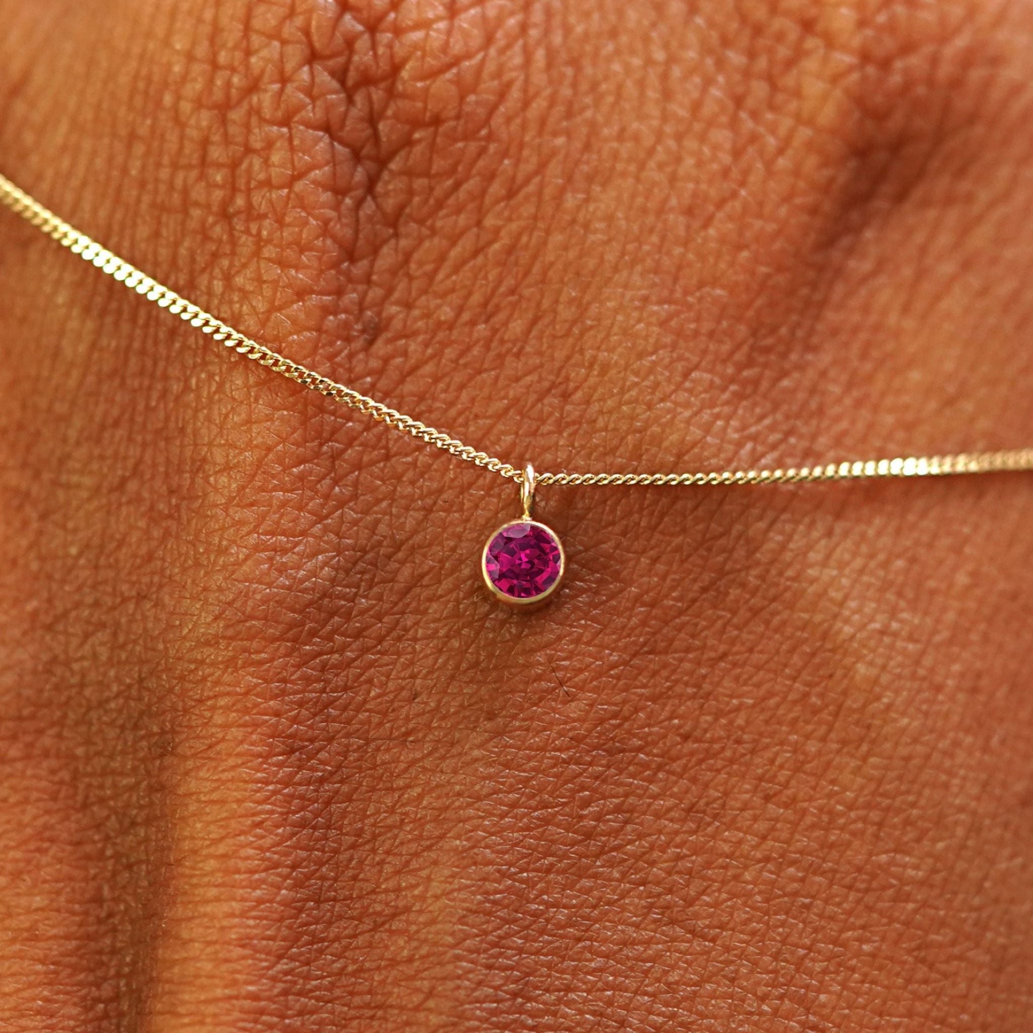 Automic Gold Ruby Necklace Minimalist Sustainable Fine Jewelry - Main Image