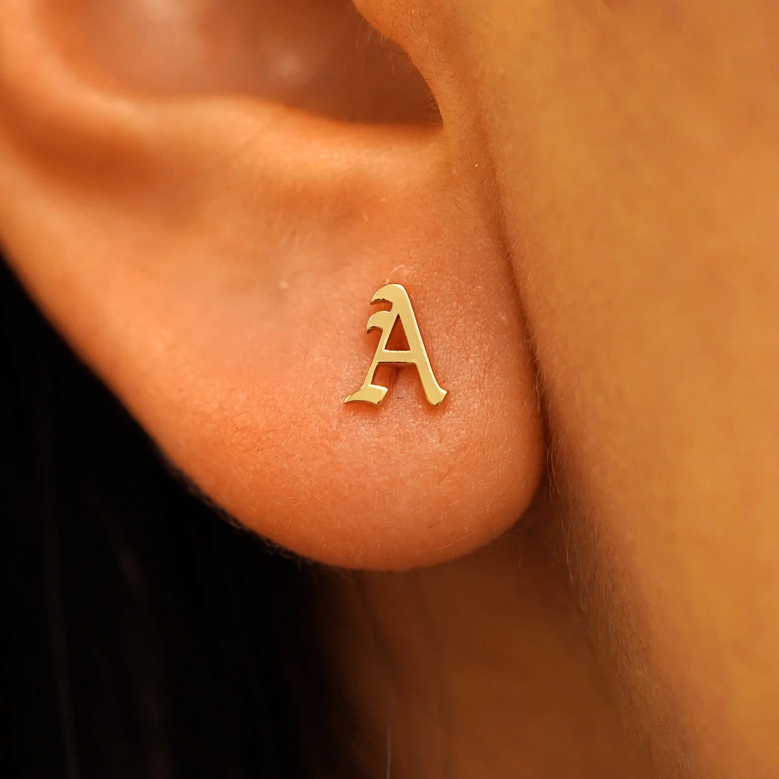 Automic Gold Initial Earring Sustainable Fine Jewelry
