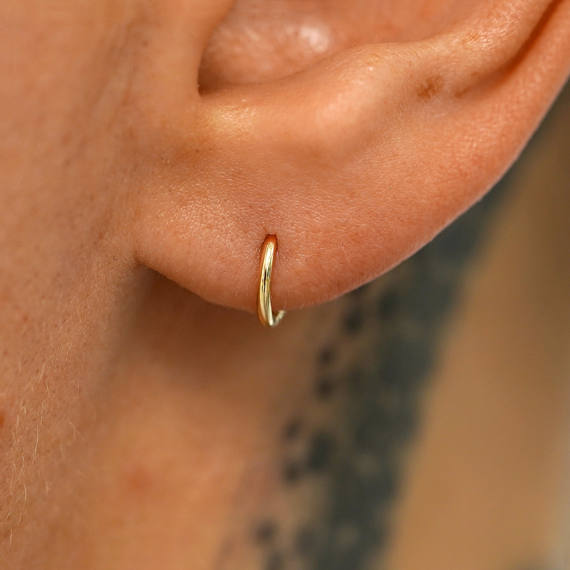 Thin Gold Small Gold Huggie Earrings Automic Gold Mini Seamless