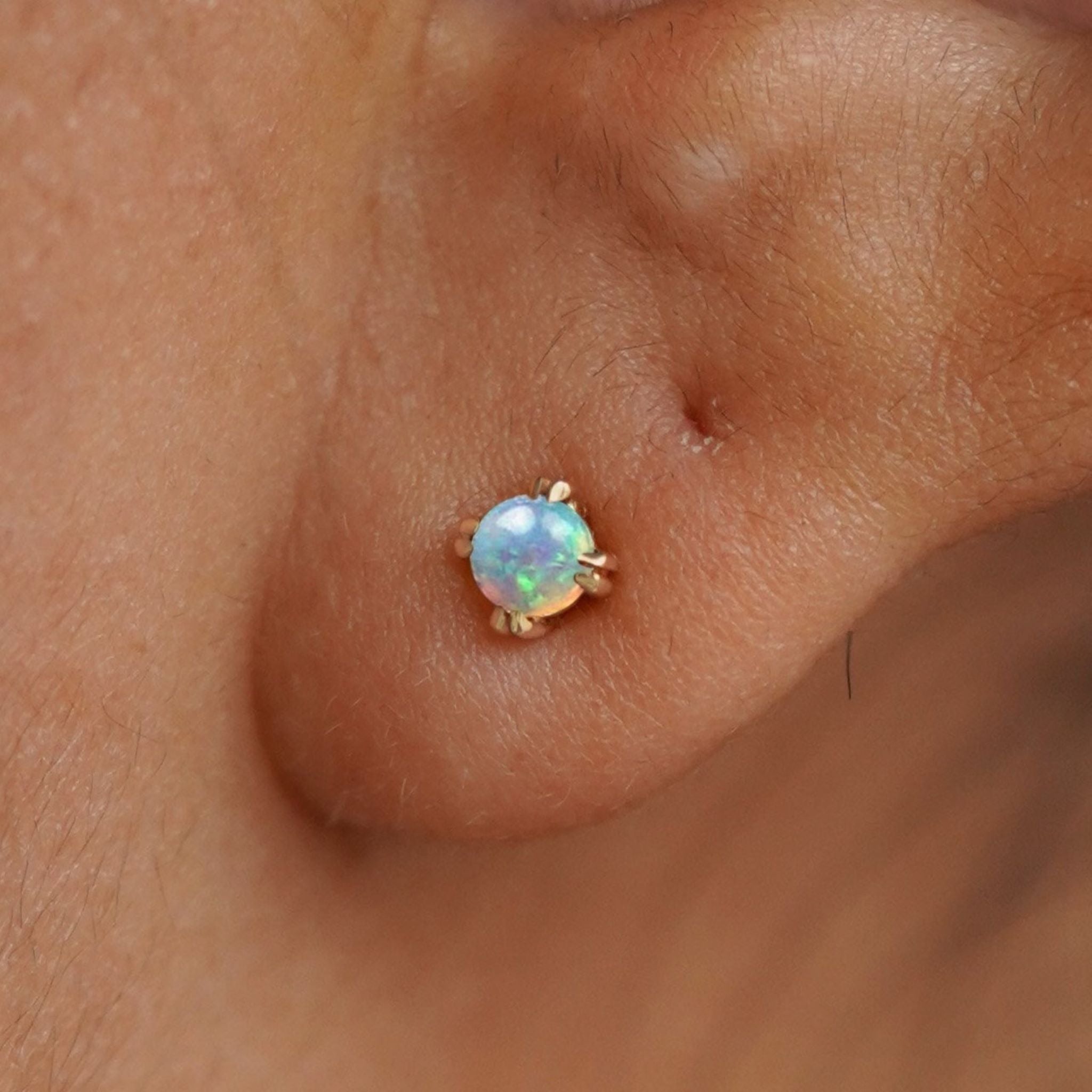 Automic Gold Opal Stud Minimalist Sustainable Fine Jewelry