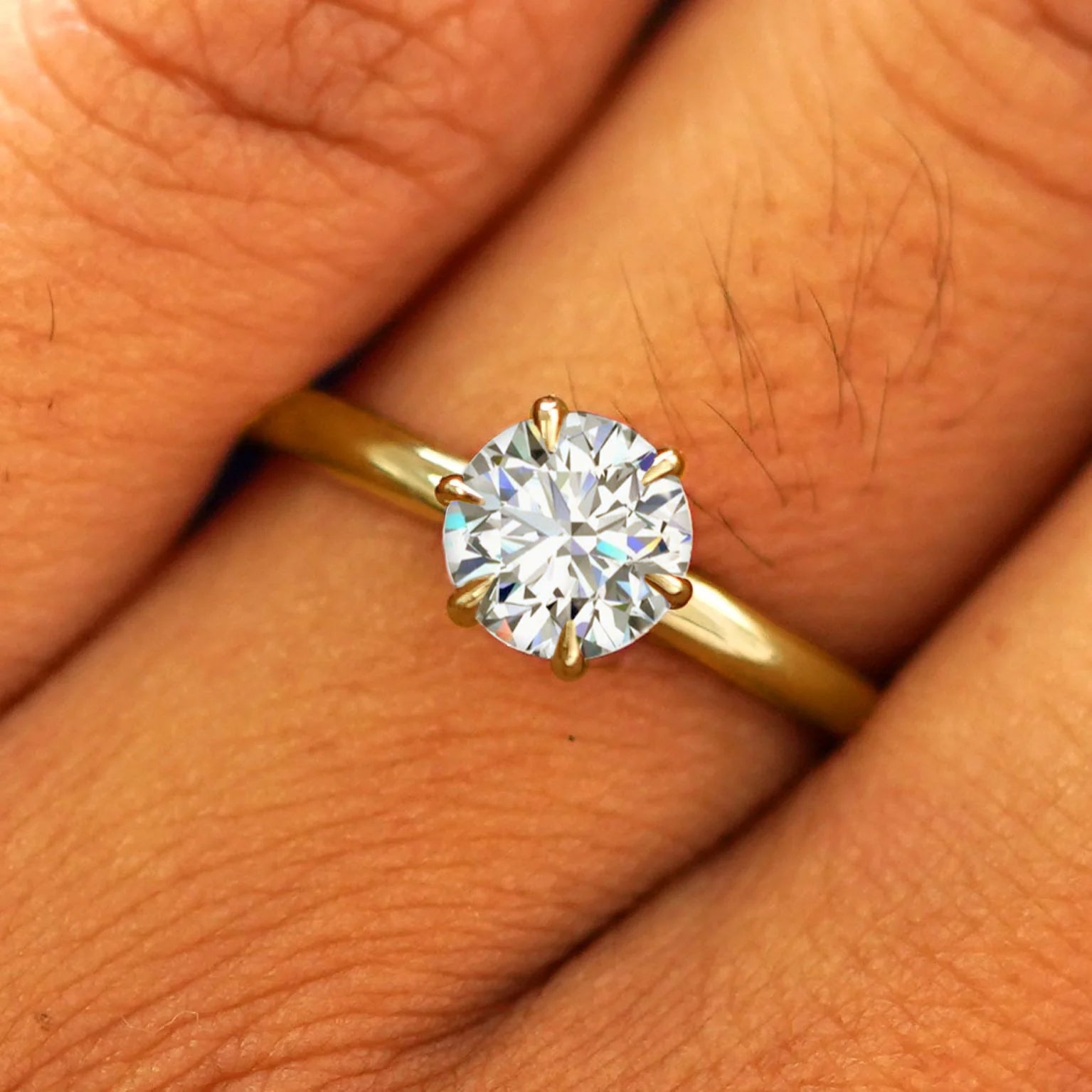 Automic Gold Round Lab Diamond Ring Sustainable Fine Jewelry