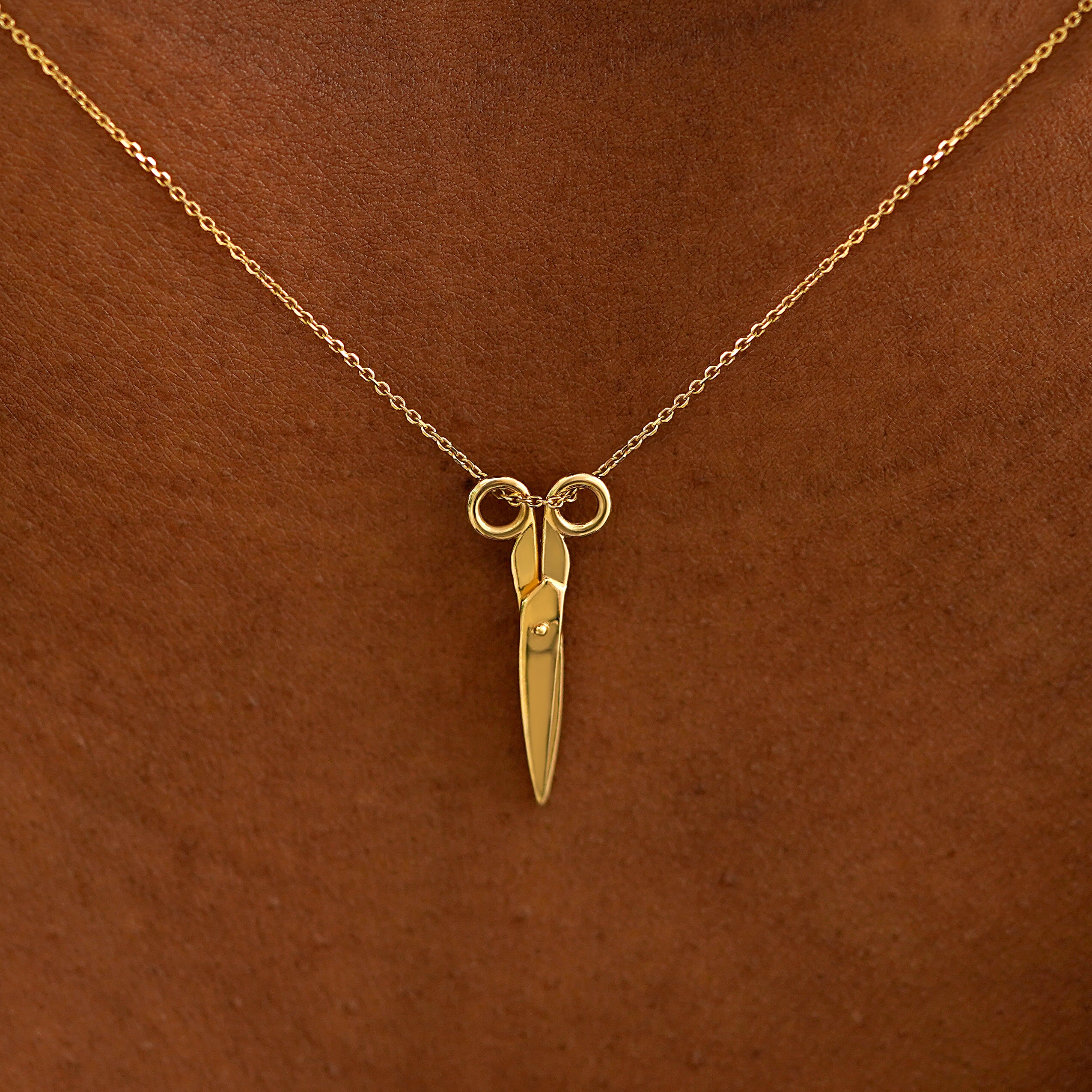 Automic Gold Scissors Necklace Sustainable Fine Jewelry