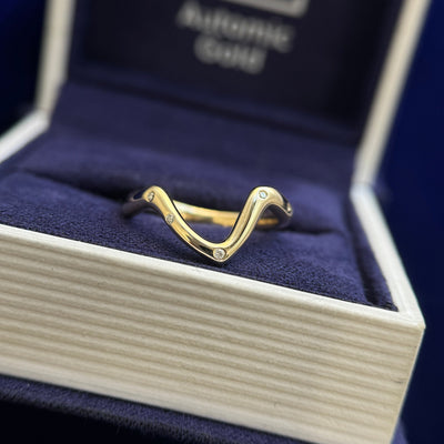 18k Yellow Gold 6pcs Pave Lab Diamonds on Thin Liquid Stacking Band Custom Ring, Size 4.75
2400