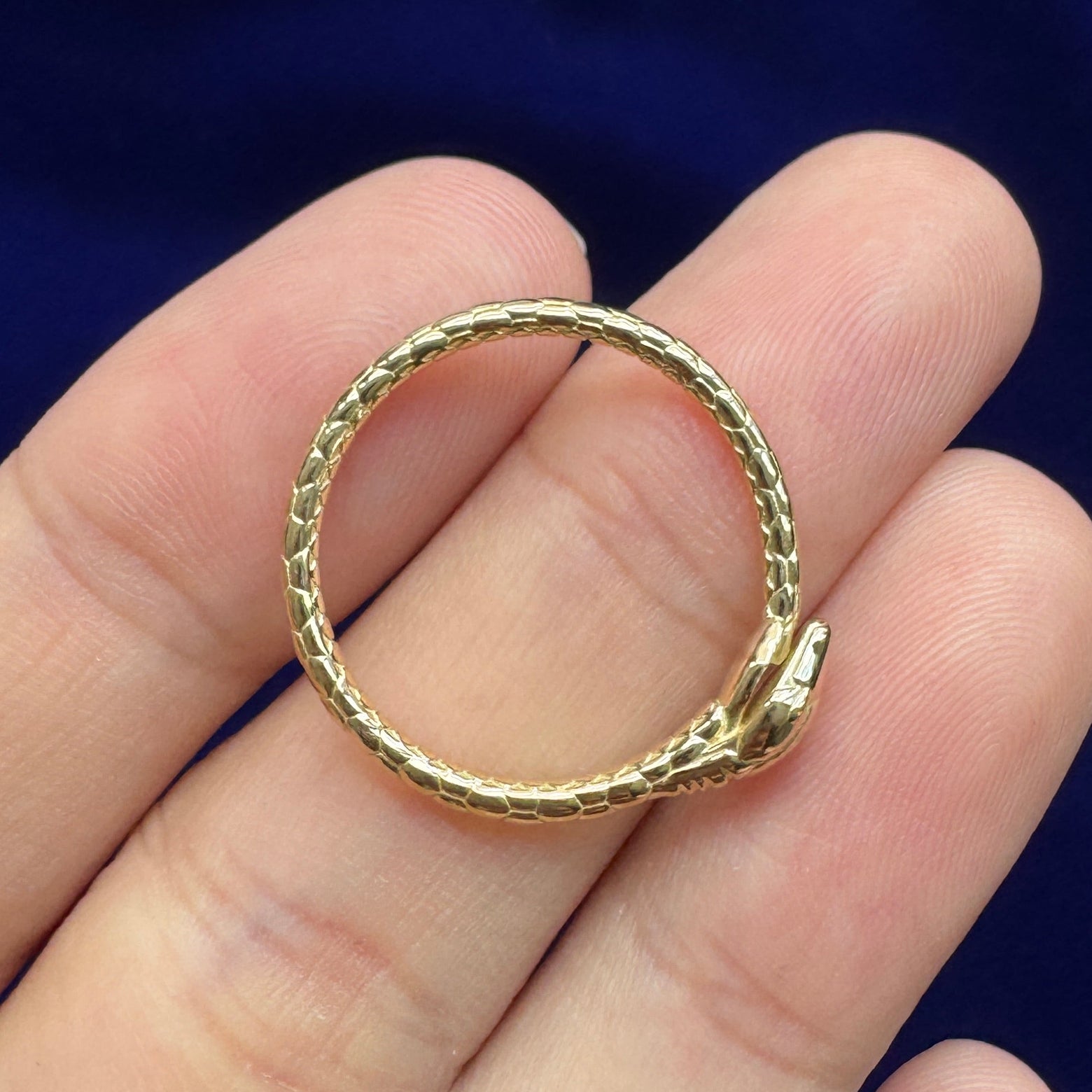 18k Yellow Gold Ouroboros Snake Custom Ring, Size 7