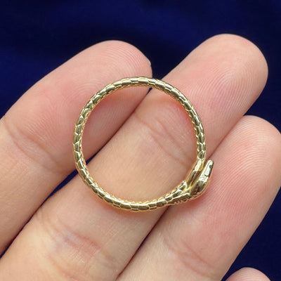 18k Yellow Gold Ouroboros Snake Custom Ring, Size 7