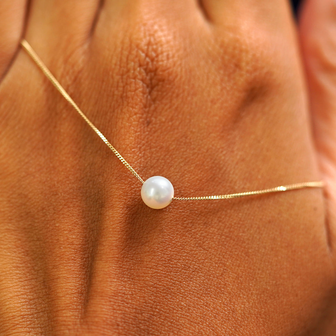 Automic Gold Medium Pearl Slide Necklace Sustainable Fine Jewelry