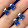 Asscher Blue Lab Sapphire Earrings