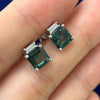 Asscher Teal Natural Sapphire Earrings