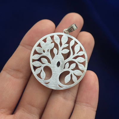 925 Sterling Silver and 8x4mm Marquise Lab Alexandrite on 35mm Open Work Mulberry Tree Custom Circle Pendant