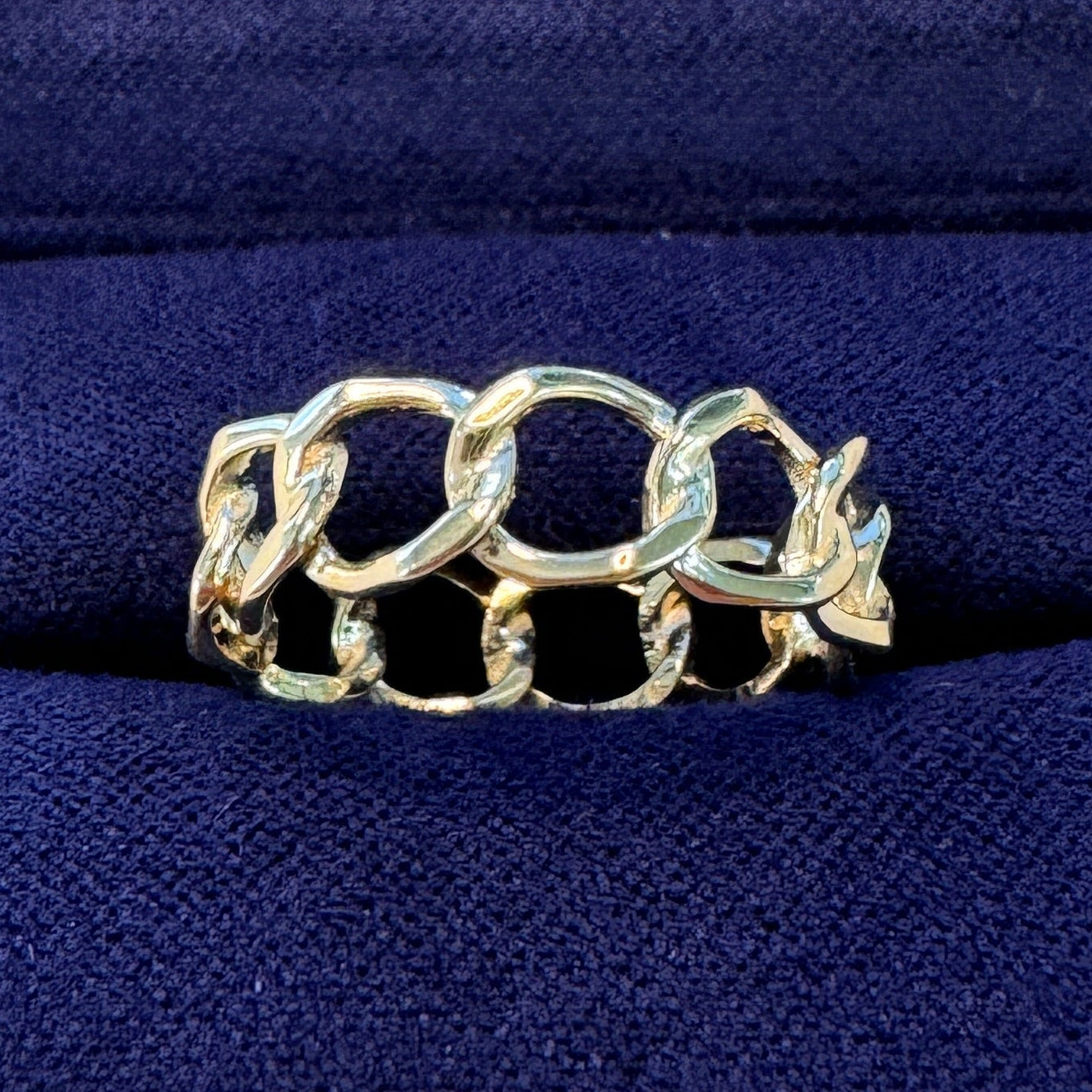14k Yellow Gold Customer's Ring Melted and Remade into Curb Chain Custom Ring, Size 5