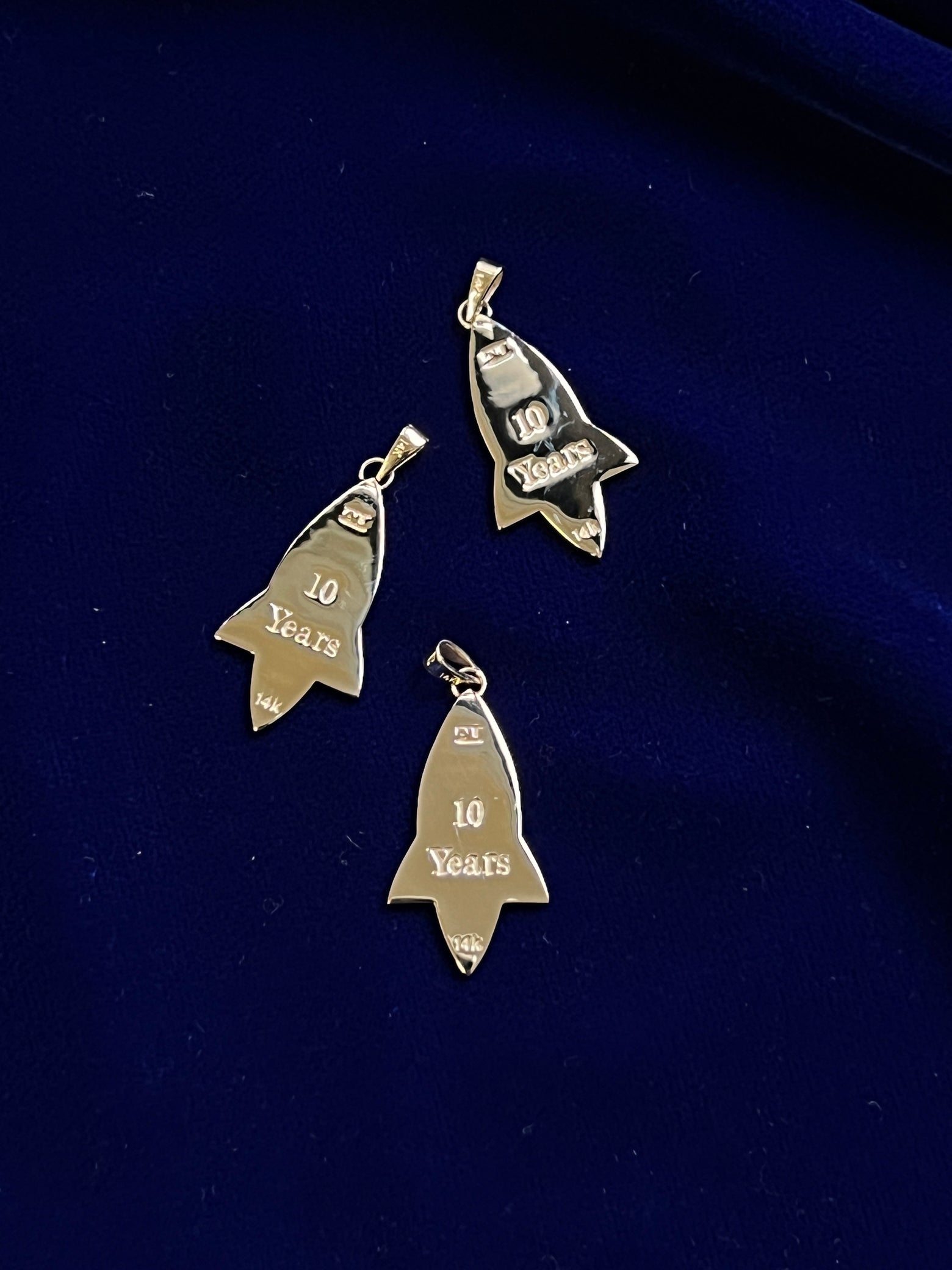 14k Yellow Gold Company Logo Spaceship Custom Charm Pendant