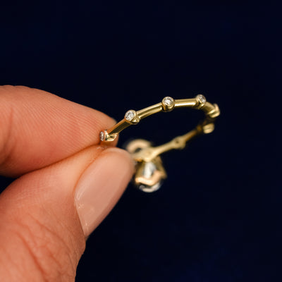 Back view of a solid 14k gold of Oval Lab Diamond Bubble Ring