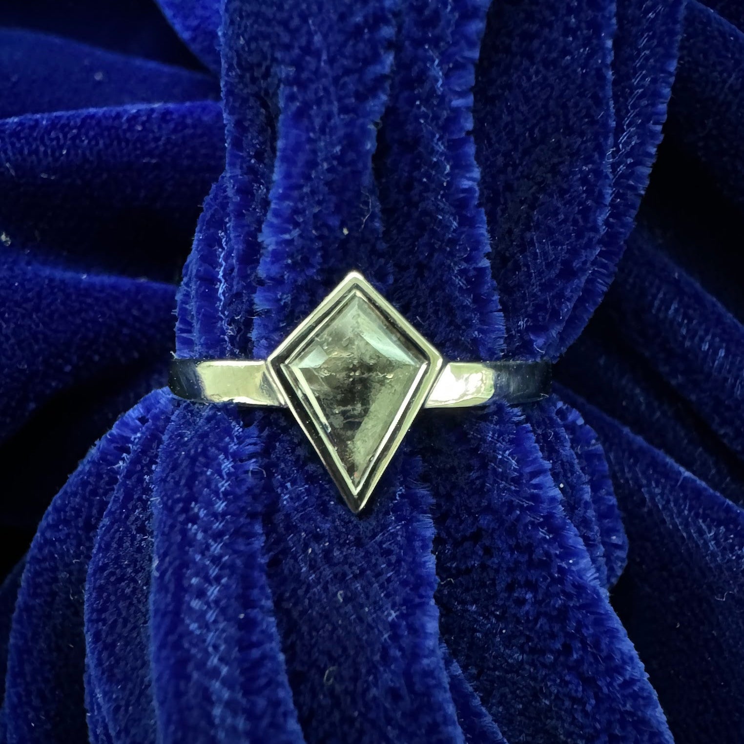 950 Platinum Bezel Set 0.65ct Kite Salt and Pepper Diamond on 3mm Band Custom Engagement Ring Size 6