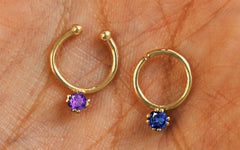 Two gemstone septums in both pierced and non-pierced versions