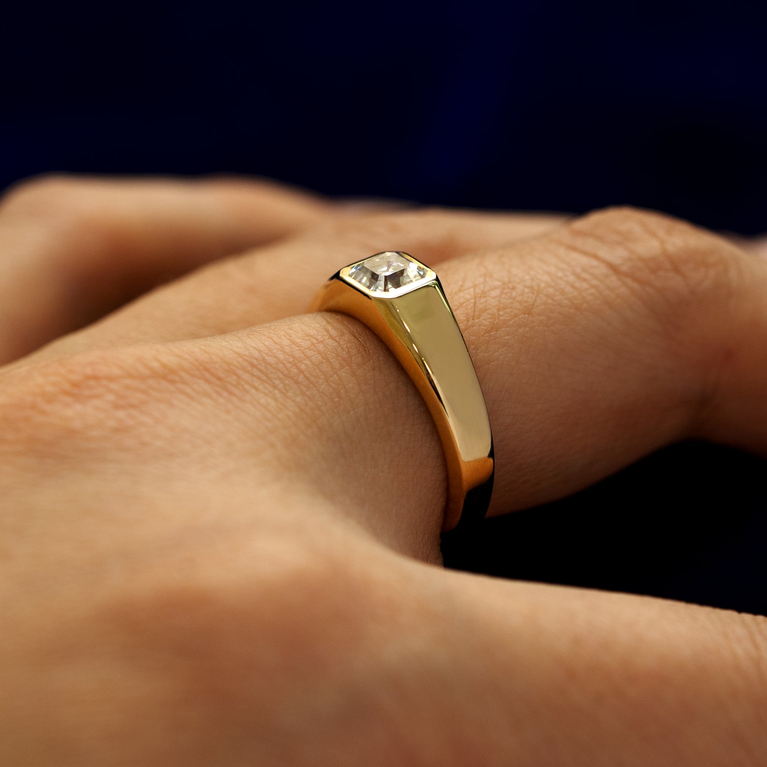 Asscher Lab Gemstone Signet Ring