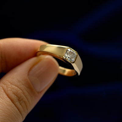 Asscher Lab Gemstone Signet Ring