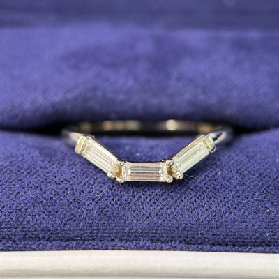 14k Champagne Gold 3pc 5x2mm Baguette Lab Diamonds Custom Nesting Band, Size 7.25