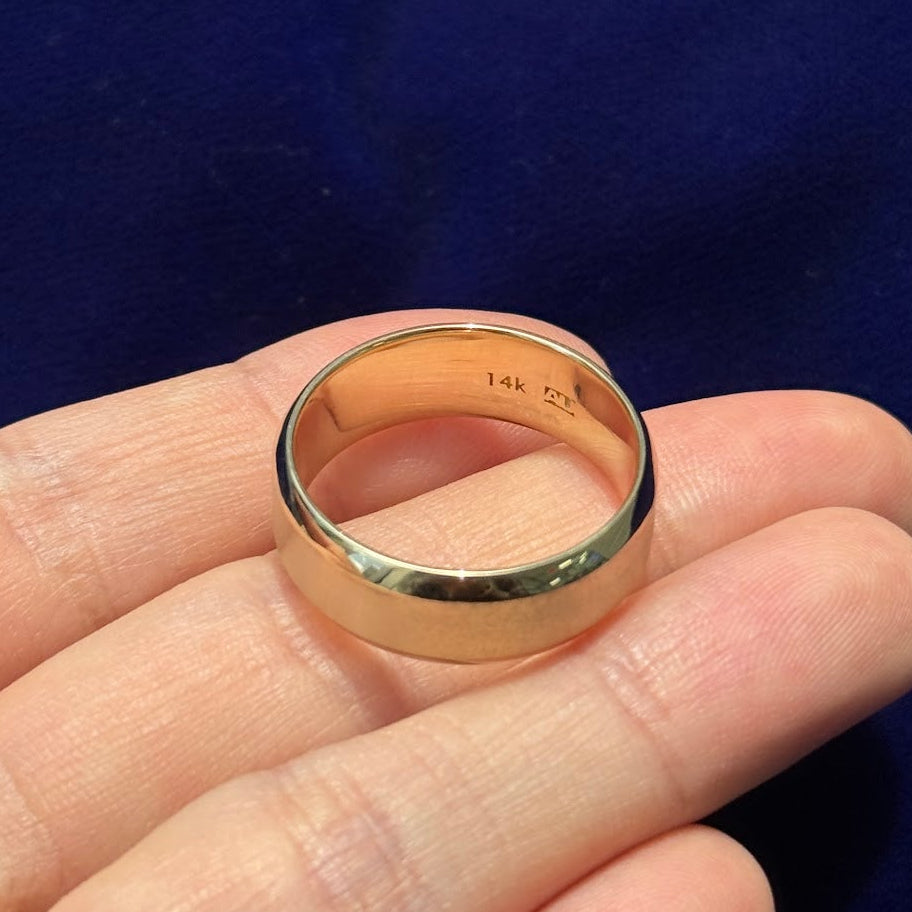 14k Yellow Gold 4x2mm Baguette Lab Diamond on 6mm Matte Custom Beveled Edge Band
