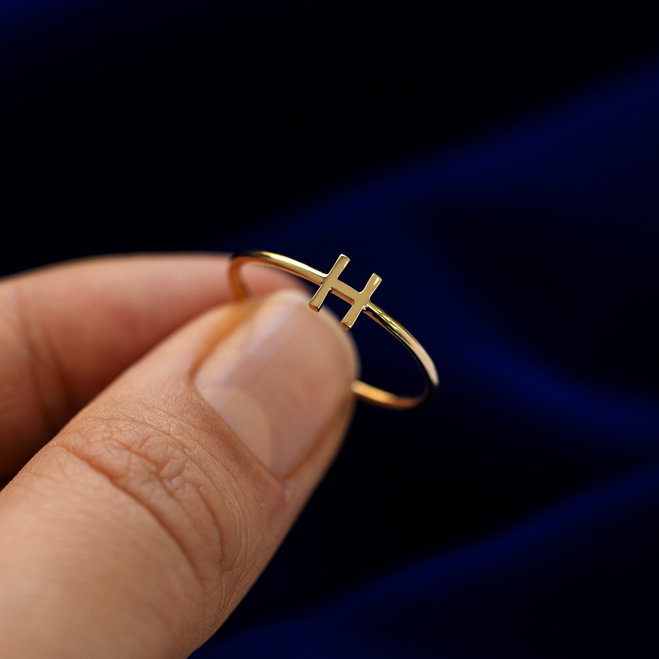 Automic Gold Block Initial Ring | Minimalist Sustainable Fine Jewelry