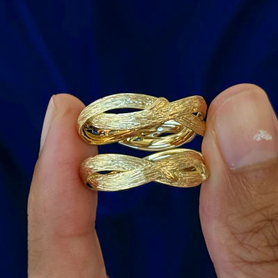 18k Yellow Gold Winding Branches Engagement Ring Custom Set