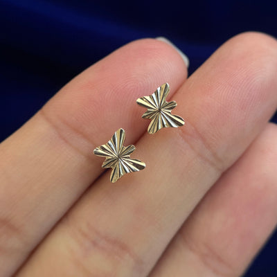 14k Yellow Gold Butterly Custom Earrings With Standard Pushback Pair