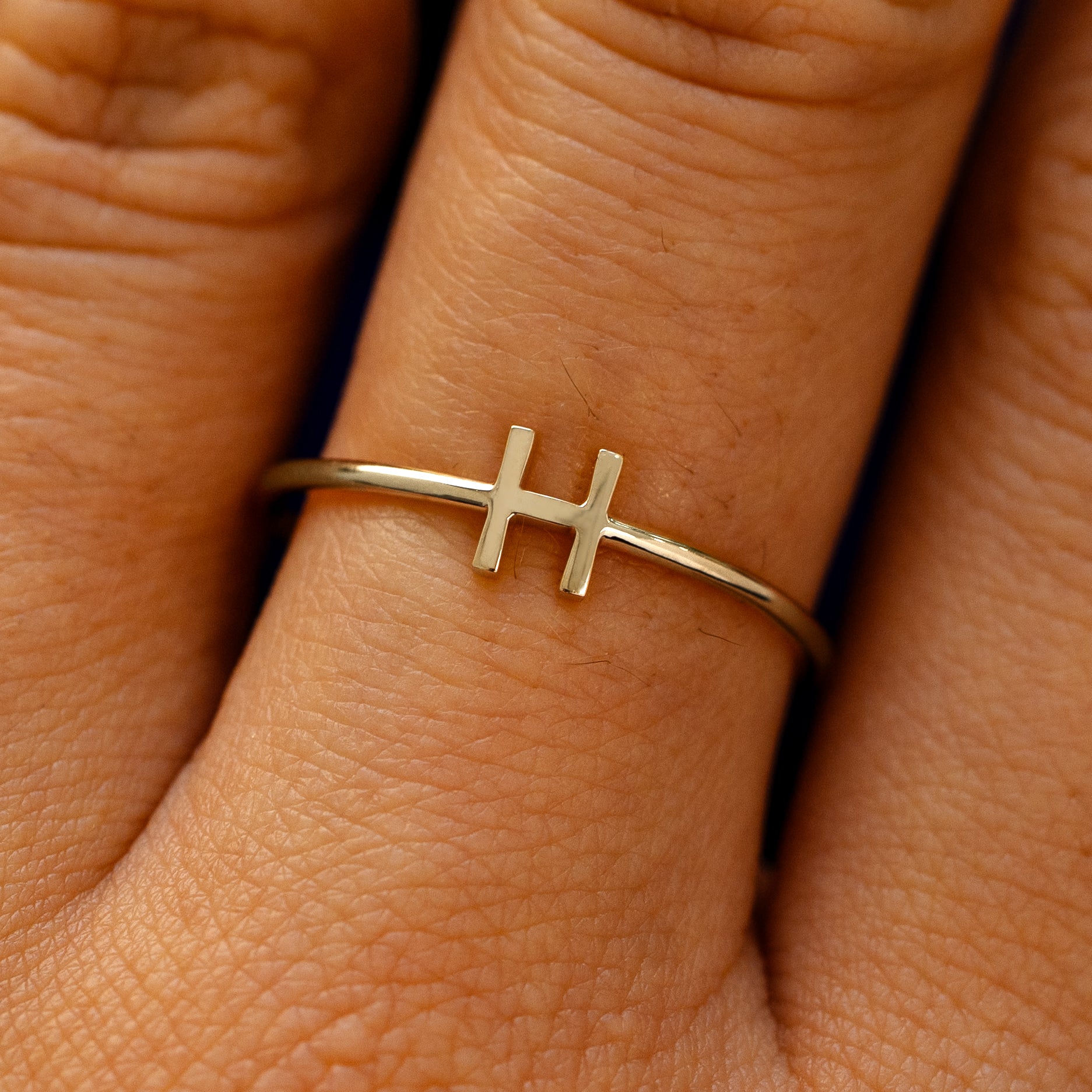Automic Gold Block Initial Ring | Minimalist Sustainable Fine Jewelry