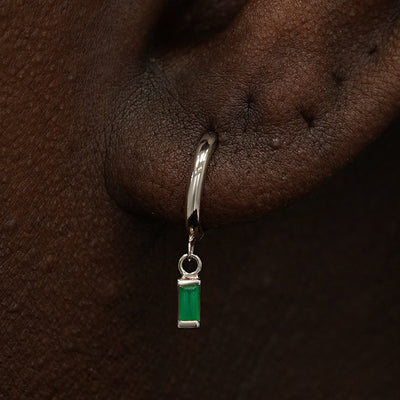 Baguette Emerald Dangle Hoop