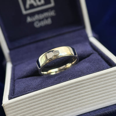14k Champagne Gold 3x1.5mm Lab Baguette Diamond on 5mm Industrial Mirror Band Custom Ring, Size 5.5