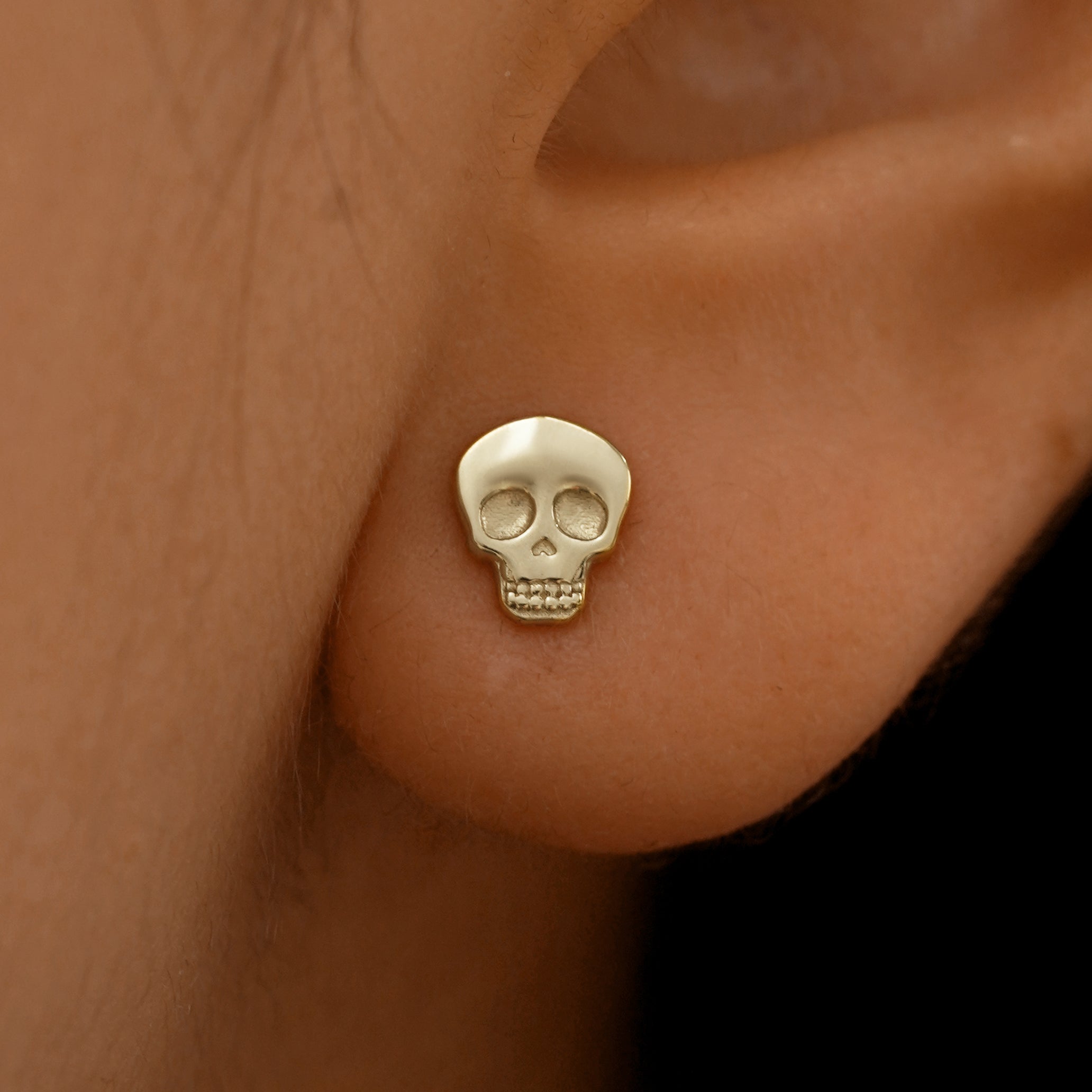 ガボール　Med Skull Earring Automic Gold Skull Earring | Sustainable Fine Jewelry