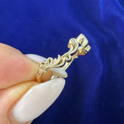 14k Yellow Gold Custom Filigree 2mm Open Nesting Band for #AU-86290, size 6.5