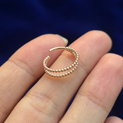 14k Rose Gold 12mm Inner Diameter Rope Septum, Custom Piercing