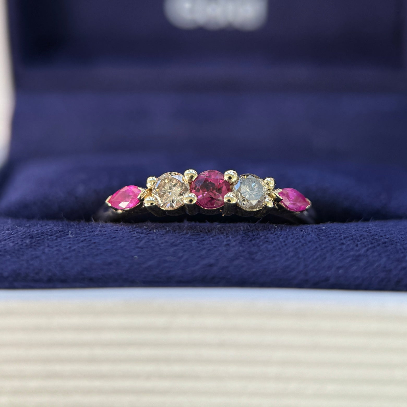14k Yellow Gold Customer’s Gems w/ Set of 1. 2mm Natural Diamonds Custom Cluster Ring