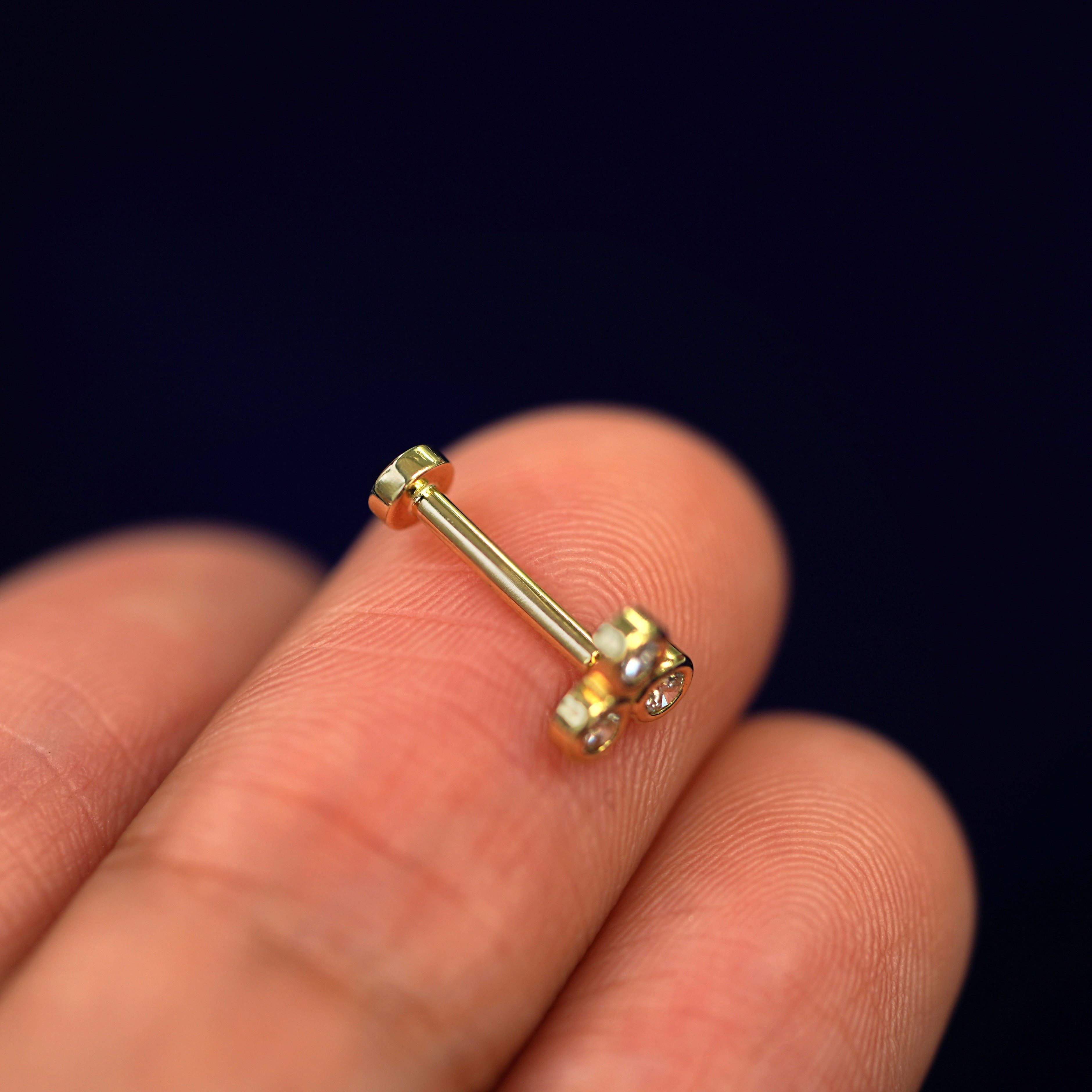 Automic Gold Diamond Trio Flatback Piercing | Fine Jewelry