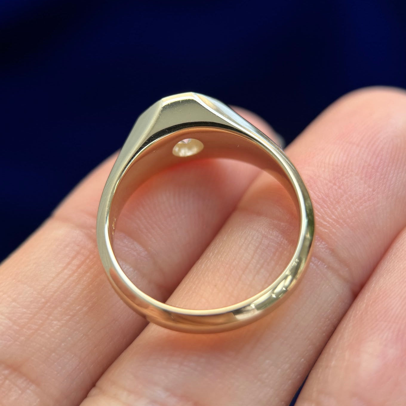 14k Yellow Gold 6mm Round Lab Diamond Signet Custom Ring