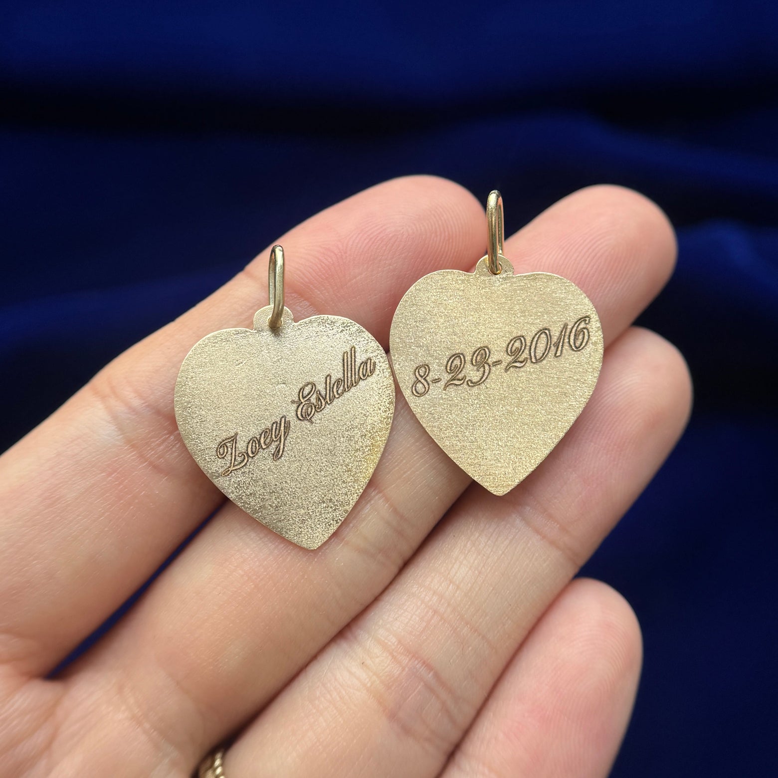 14k Yellow Gold 20x21mm 0.5mm thickness Heart Polished Custom Charm engraved