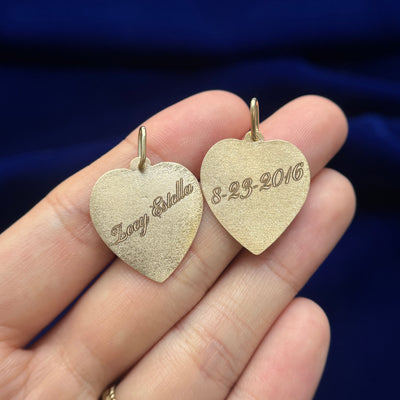 14k Yellow Gold 20x21mm 0.5mm thickness Heart Polished Custom Charm engraved