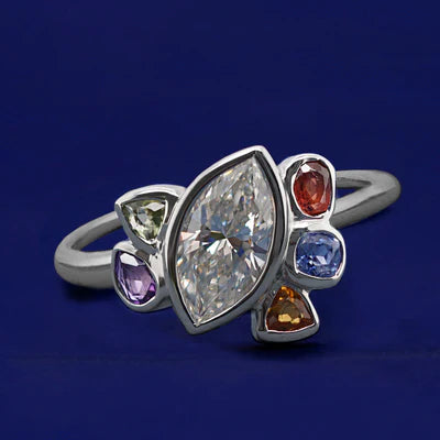 950 Platinum 1ct HVVS Marquise Diamond Trillion Peridot Trillion Citrine Cushion Sapphire Cushion Garnet Pear Amethyst Size 6.5