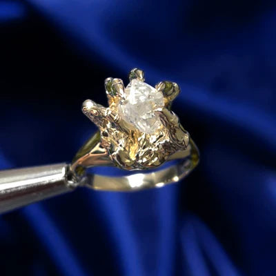 14k Yellow Gold 1.87ct Raw Natural Diamond Custom Hand Gripping Ring Size 4.5