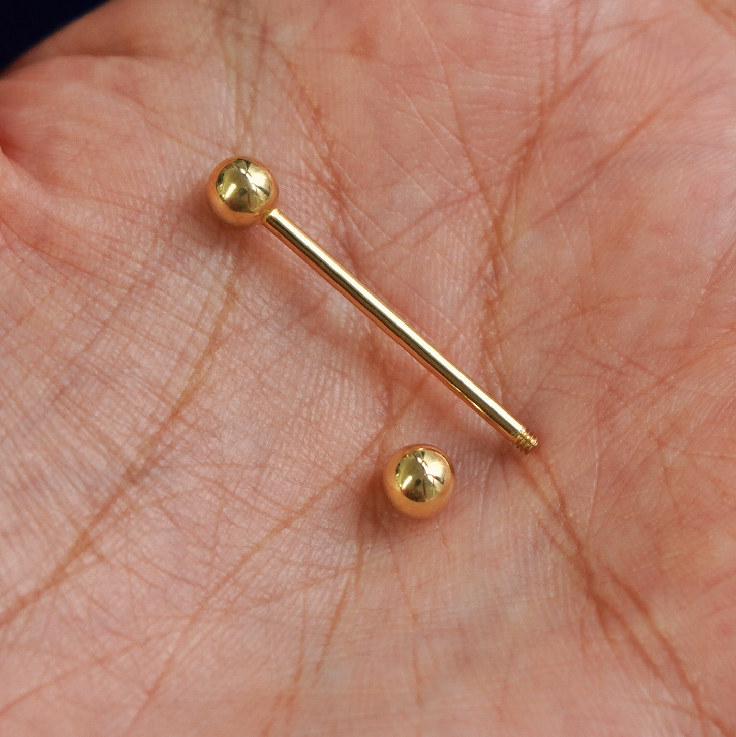 Automic Gold Large Straight Barbell Piercing Fine Jewelry