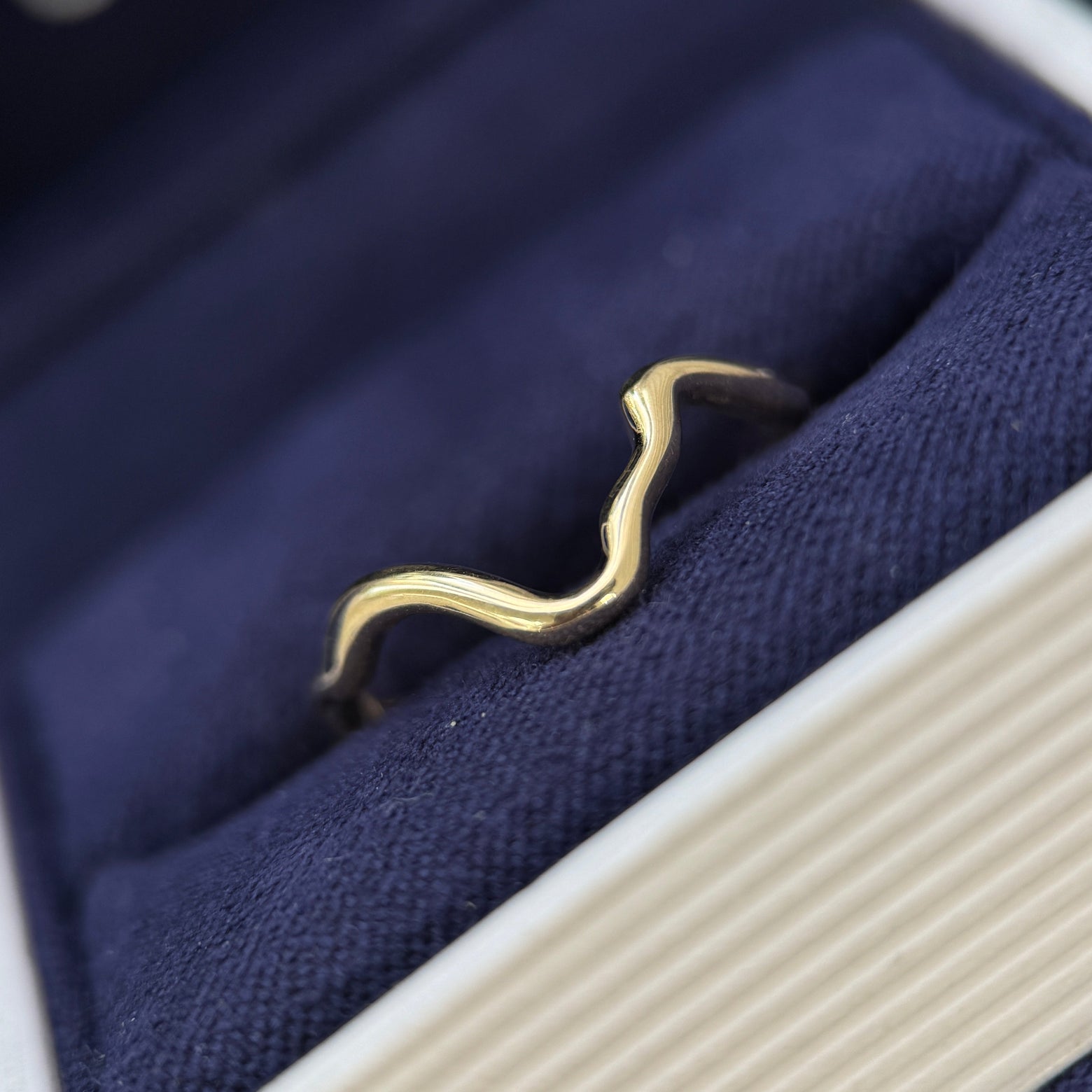 14k Yellow Gold Thin Liquid Band Stacking with Custom Ring, size 6.5