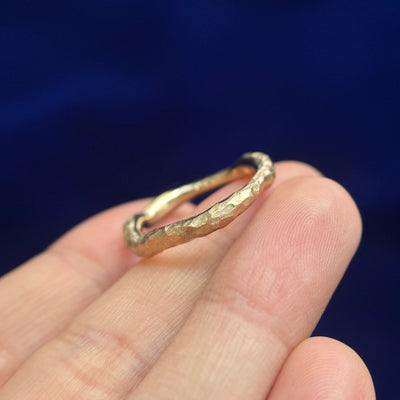 14k Yellow Gold 3.5mm Organic Matte Liquid Band Engraved inside, Custom Ring, size 7.5
