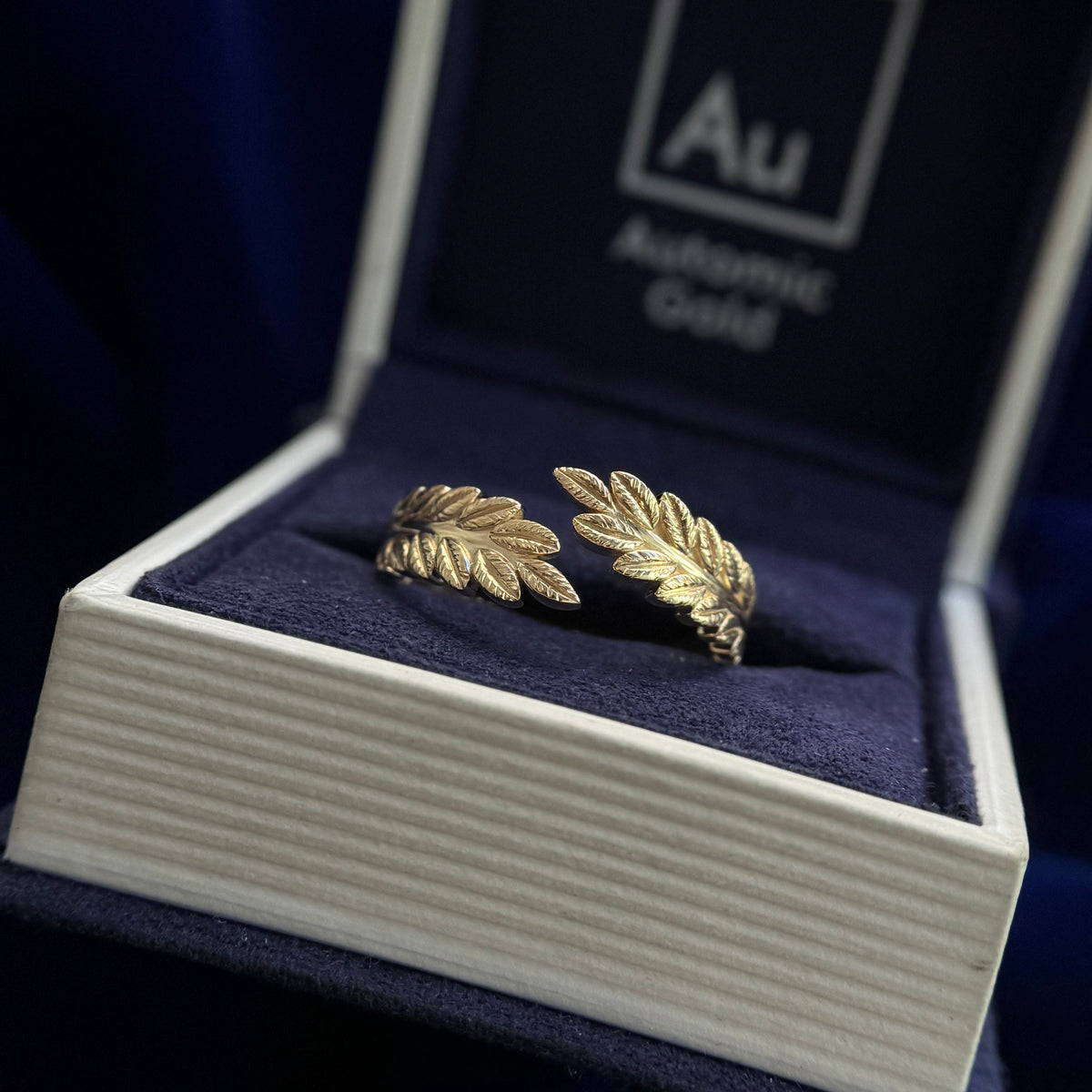 14k Yellow Gold Open Leaves and Vines Band Custom Ring