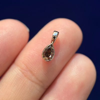 14k Rose Gold and Bezel-set 0.35ct Champagne Pear Diamond Custom Pendant Charm