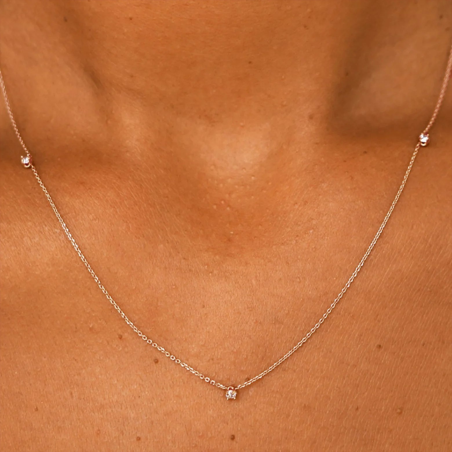 3 Diamond Cable Necklace