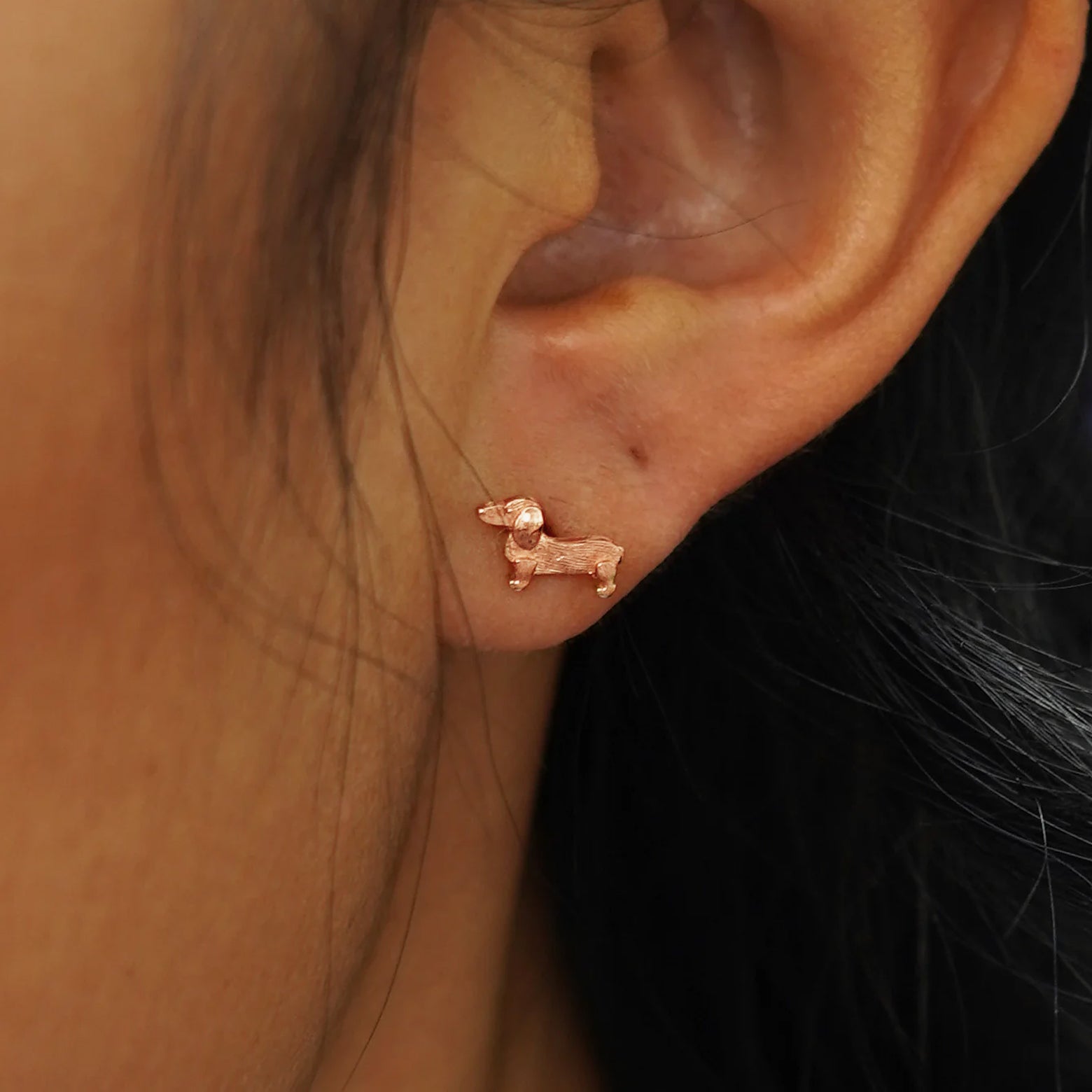 Automic Gold Dog Earring Minimalist Sustainable Fine Jewelry