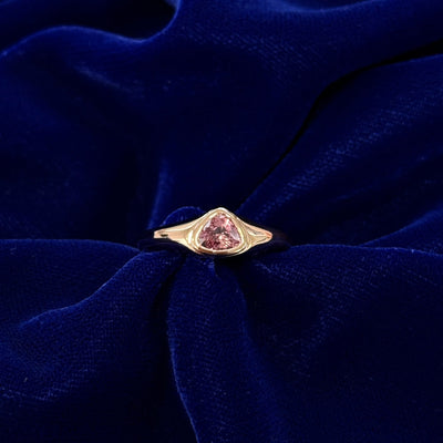 14k Rose Gold Trillion Pink Sapphire Signet Custom Ring