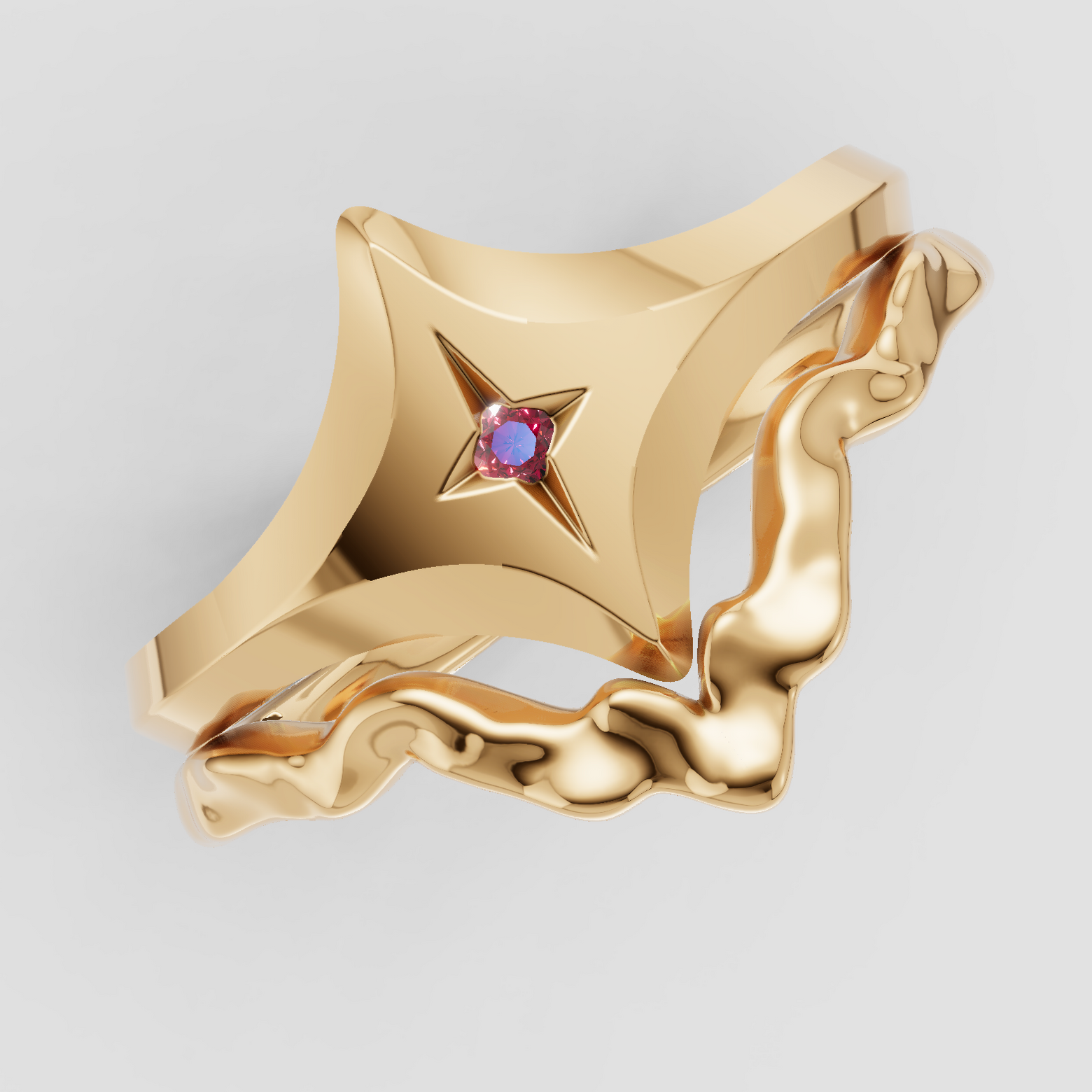 ruby star shaped signet with cloud band
